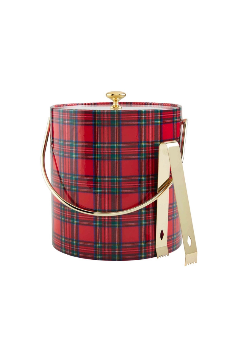 Tartan Vinyl Ice Bucket Set