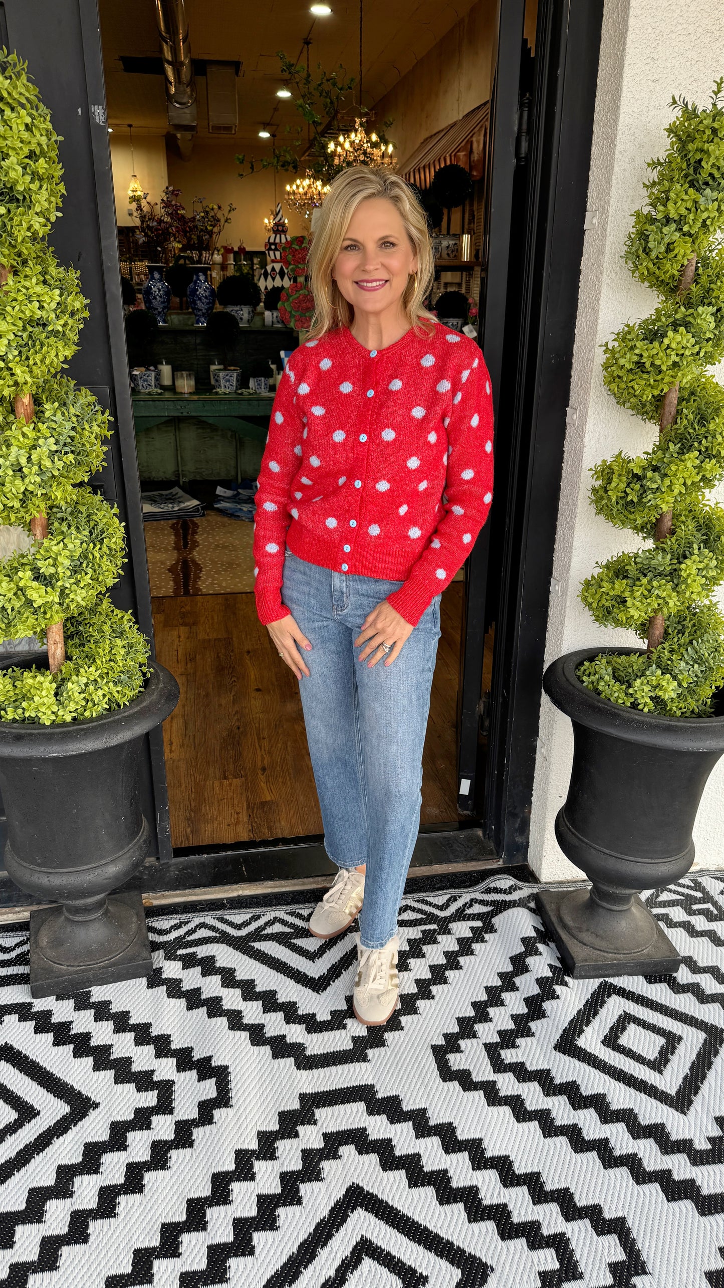 Sienna Polka Dot Sweater - Red