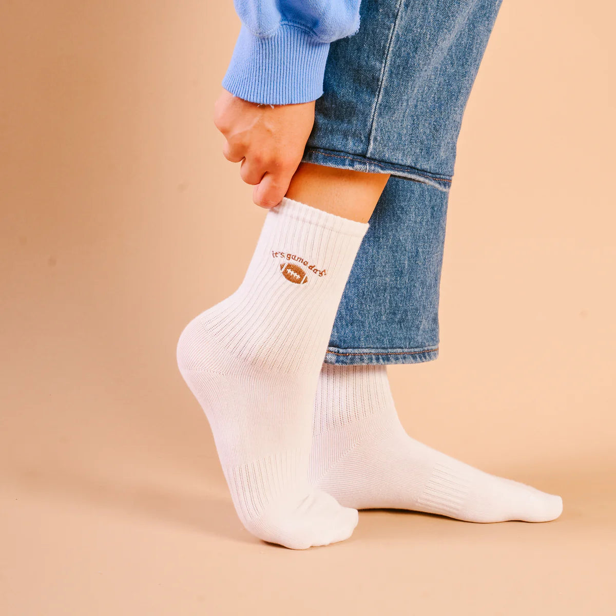 Embroidered Crew Socks - It's Game Day
