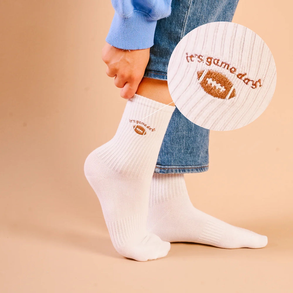 Embroidered Crew Socks - It's Game Day