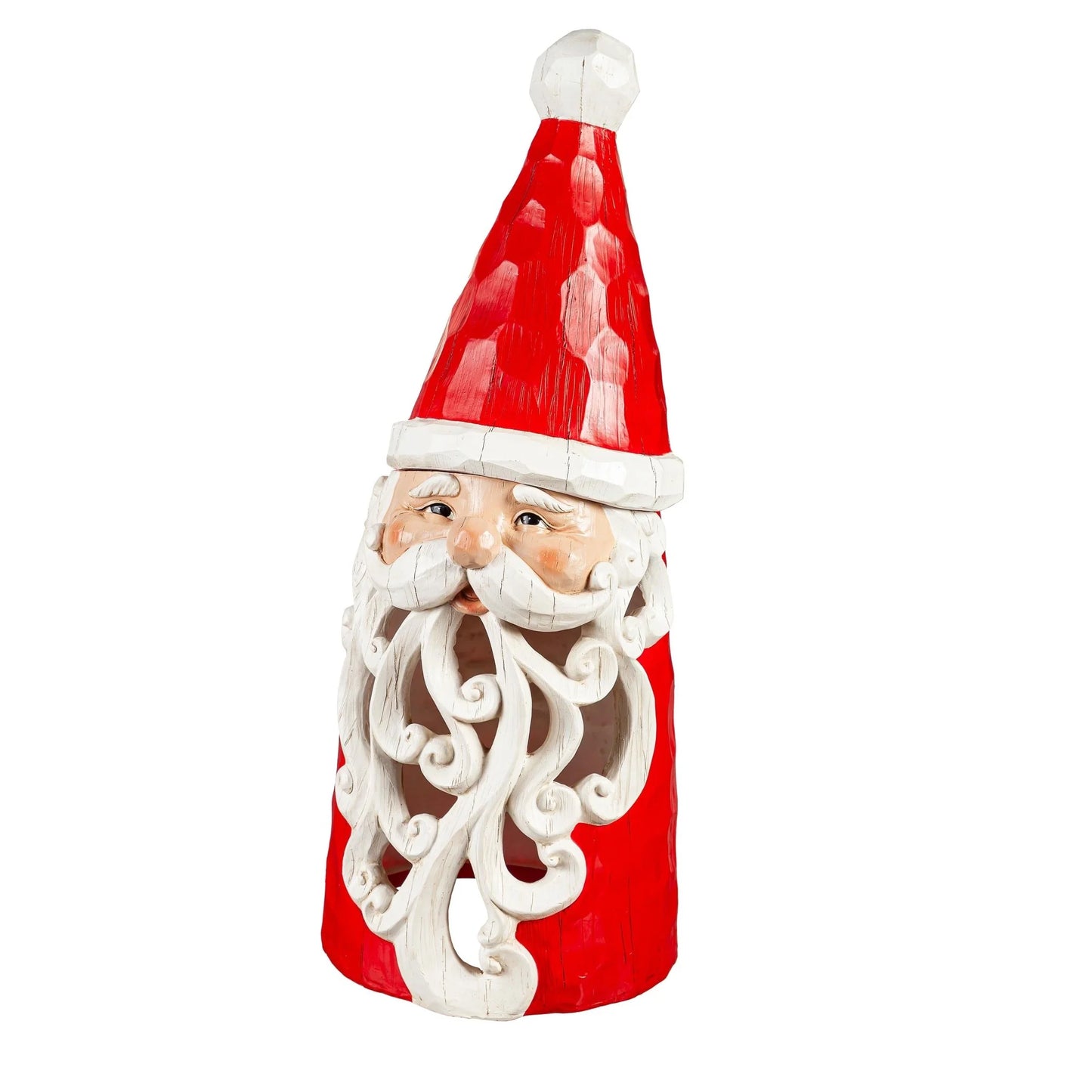 Christmas Vacation Garden Statue LED Resin Statue Santa with Hat