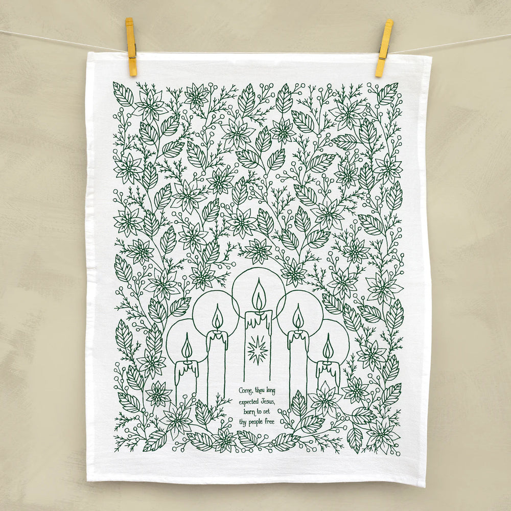 Come Thou Long Expected Jesus Christmas Tea Towel