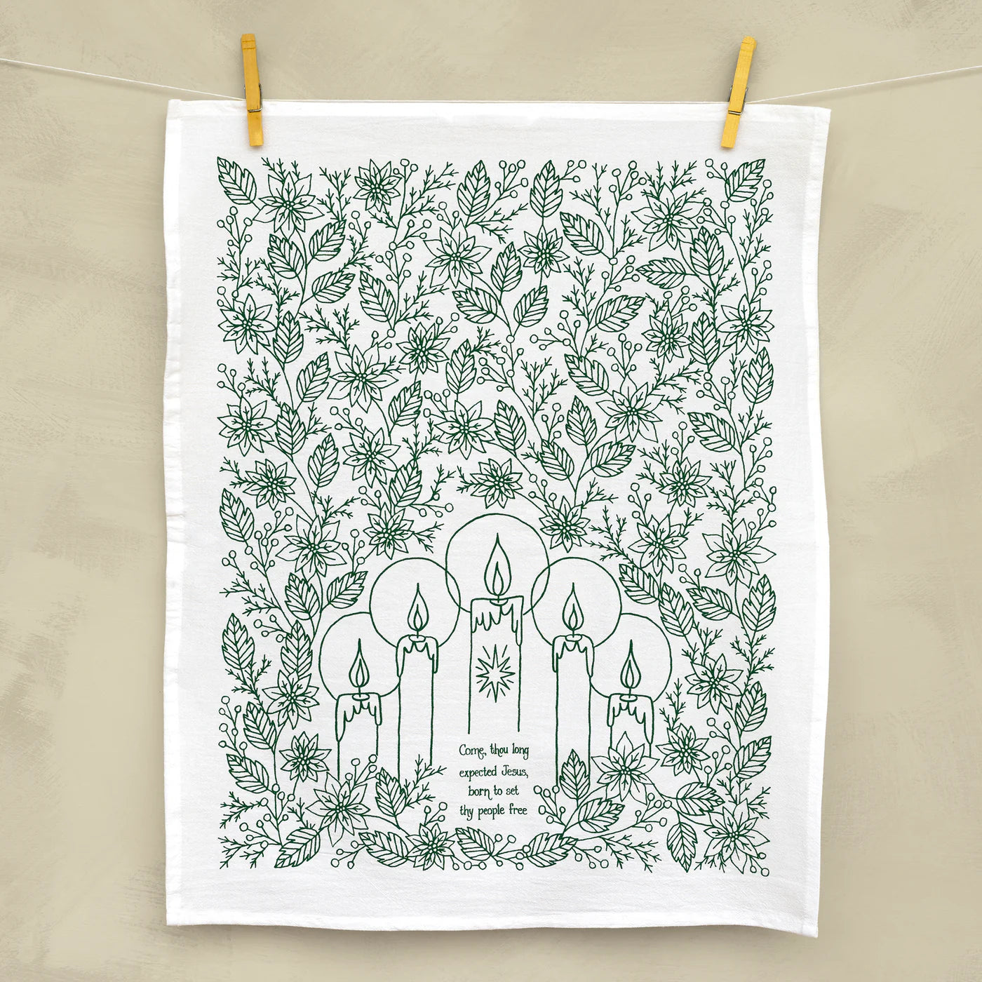 Come Thou Long Expected Jesus Christmas Tea Towel