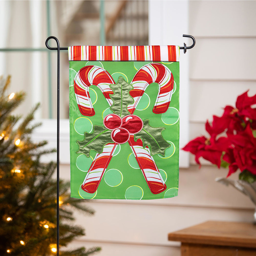 Candy Cane Christmas Applique Garden Flag