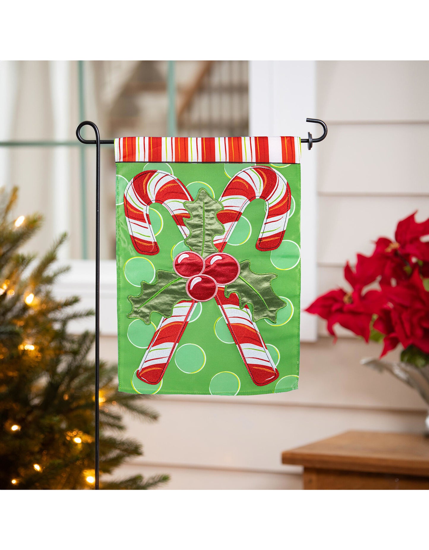 Candy Cane Christmas Applique Garden Flag