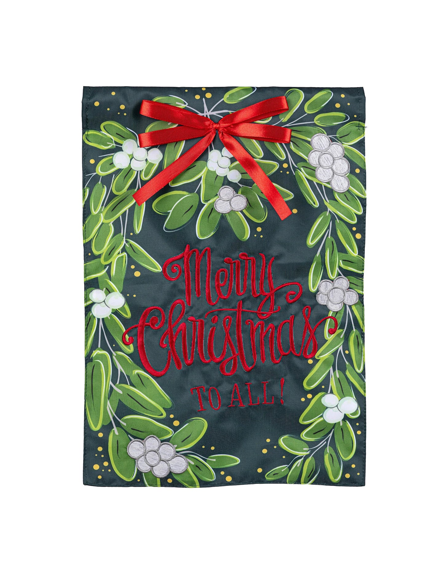 Merry Christmas Mistletoe Applique Garden Flag
