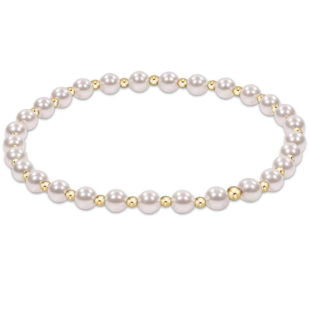 Classic Grateful Pattern 4MM Bead Bracelet - Pearl