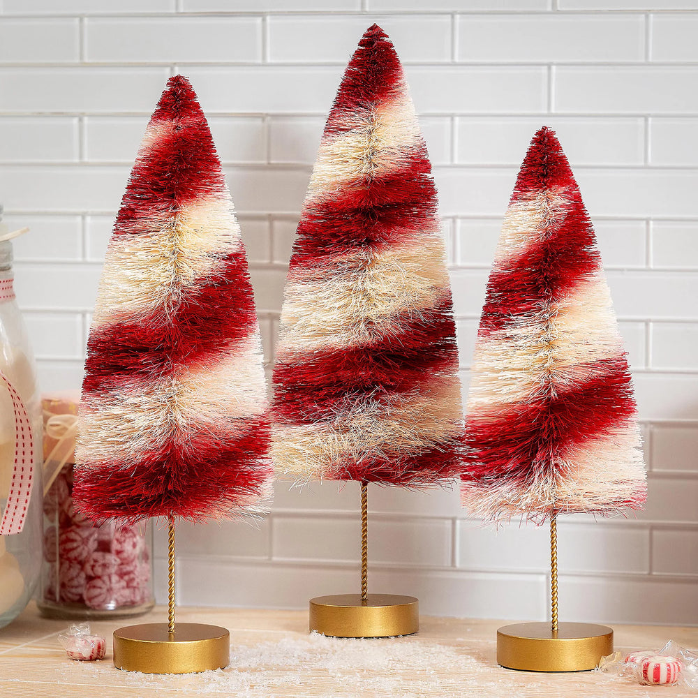 Baking Spirits Bright Table Decor Candy Striped Bottle Brush Tree - Medium