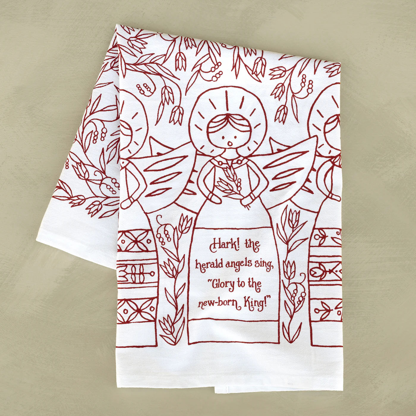 Hark! The Herald Angels Sing Advent Christmas Tea Towel