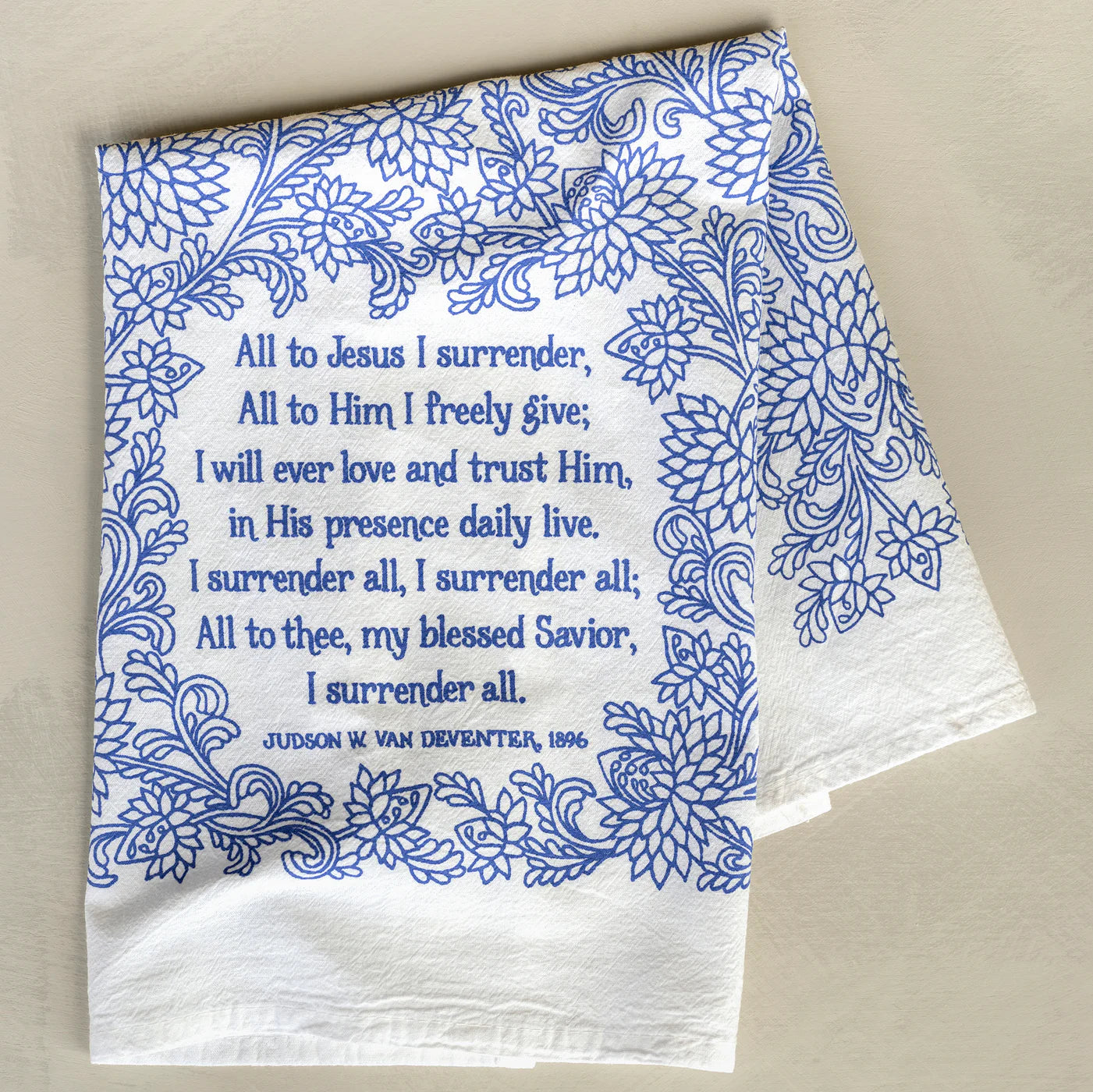 I Surrender All Hymn Tea Towel