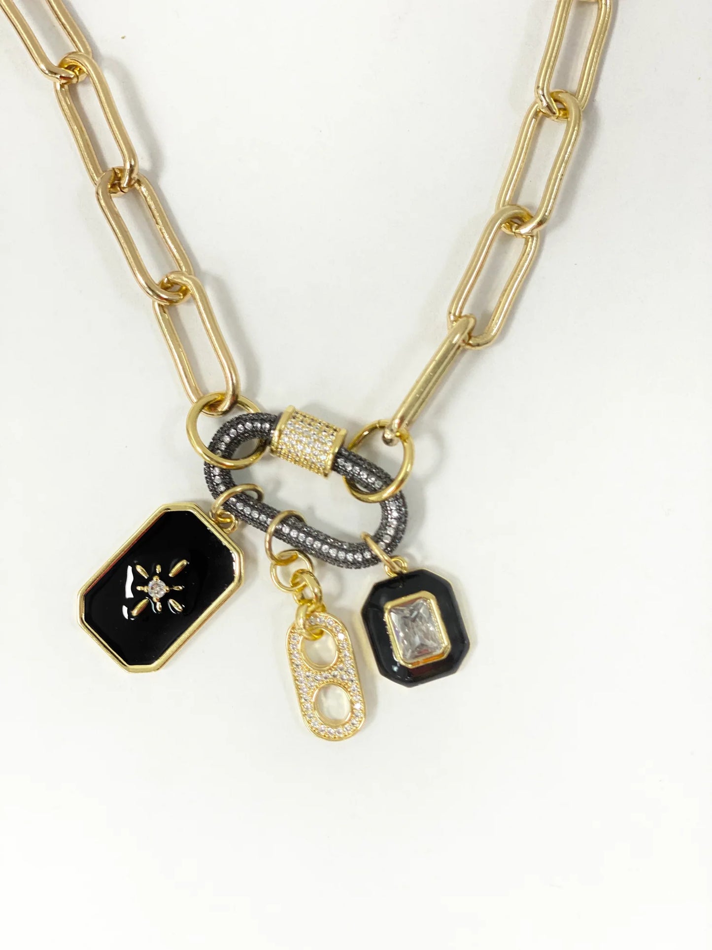 Rhode Collection Black Carabiner Necklace- Coastal Grit