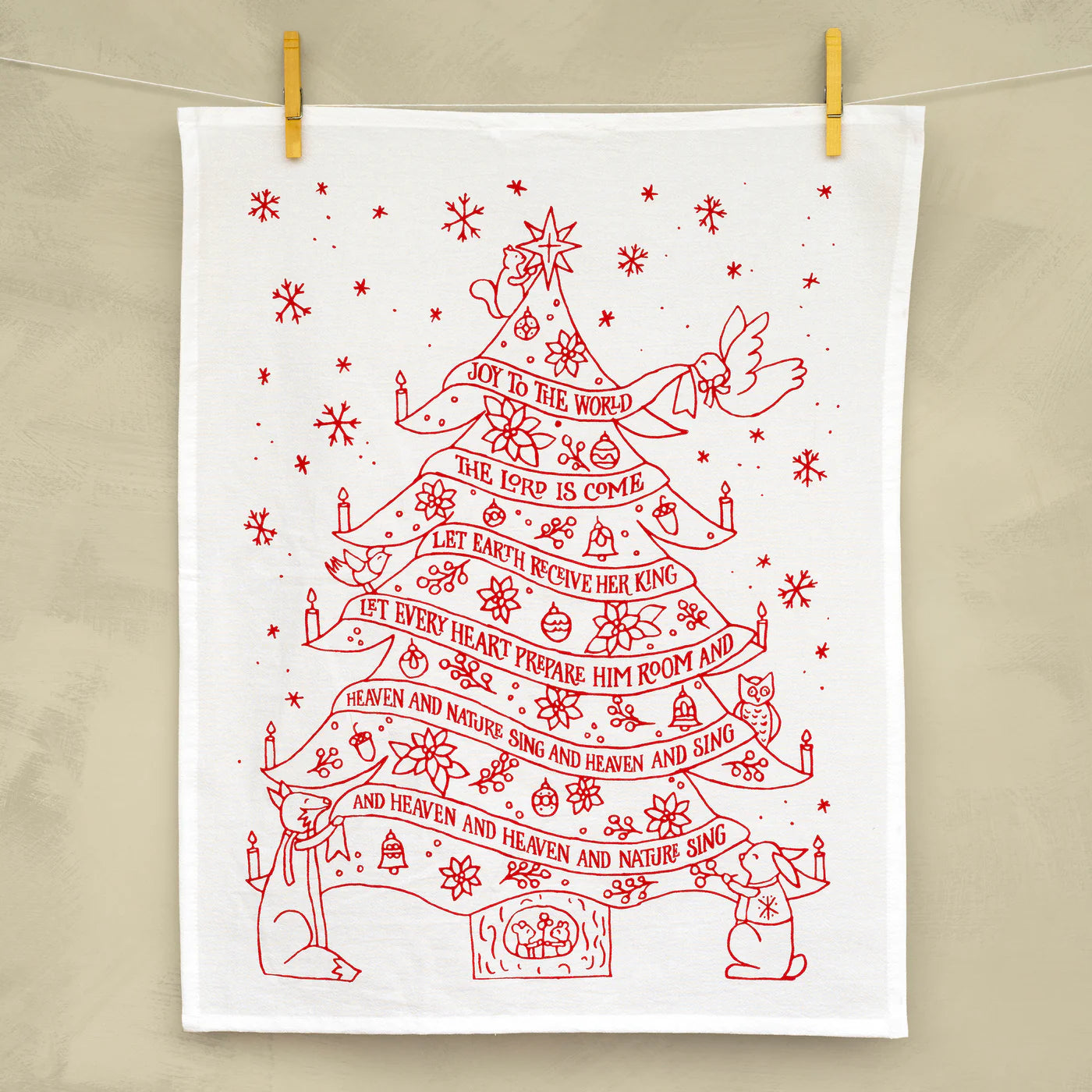Joy to the World Christmas Tea Towel