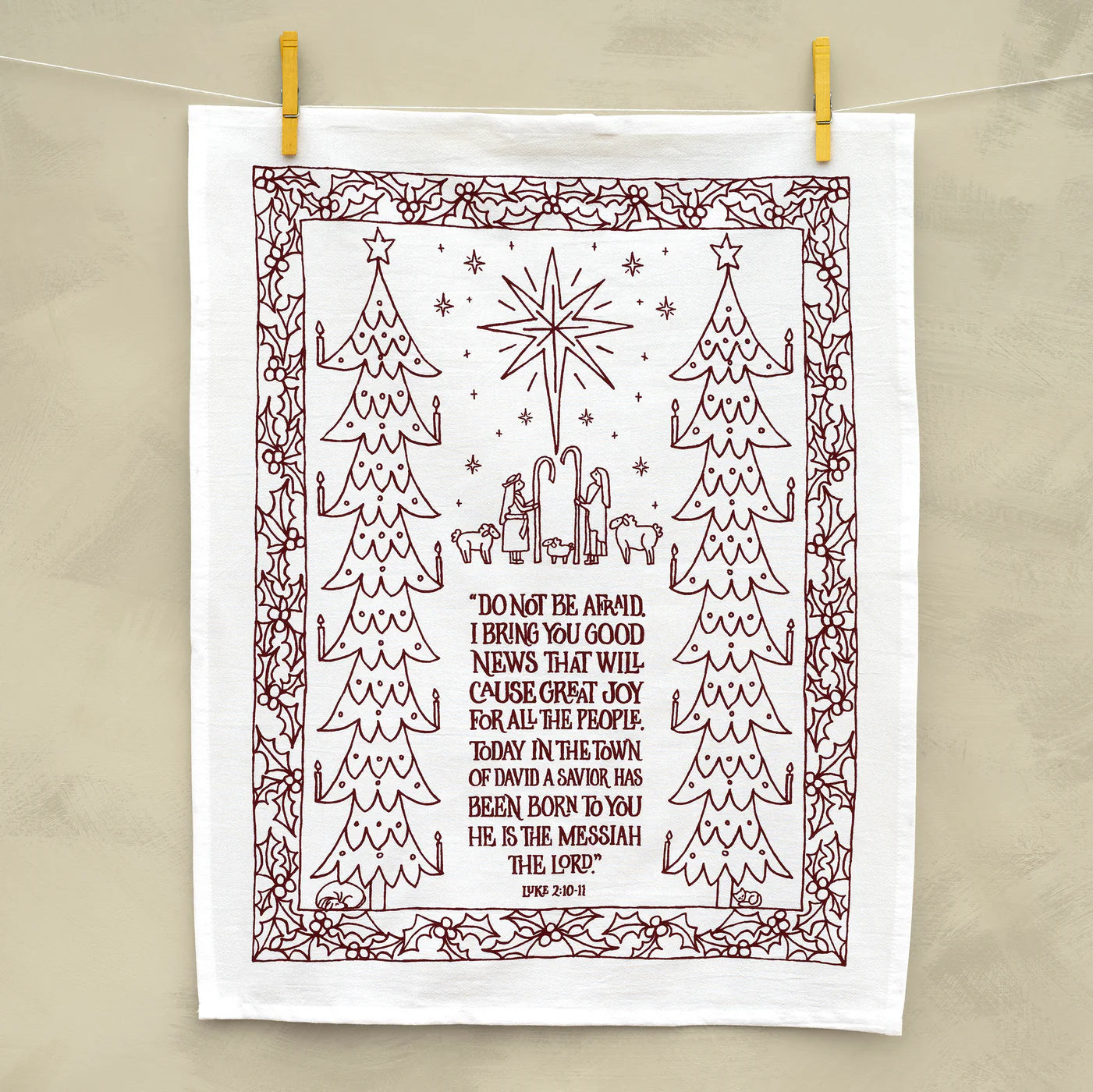 Great Joy for All the People Christmas Tea Towel