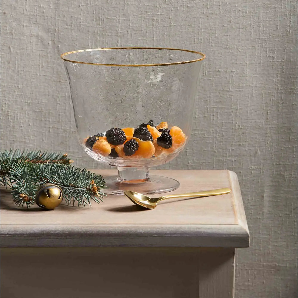 Gold Edge Glass Pedestal Bowl