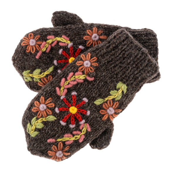 Floral Wool Mittens