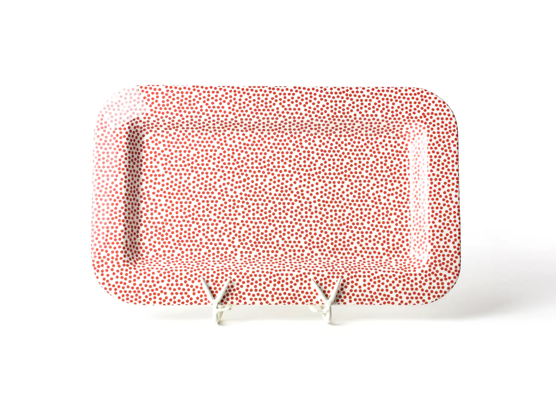 Happy Everything Red Small Dot Mini Rectangle Entertaining Platter