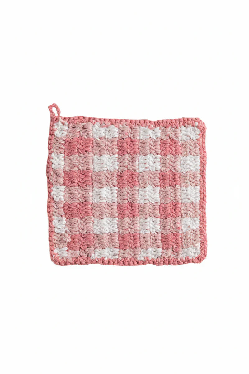 Pink Checkered Pot Holder