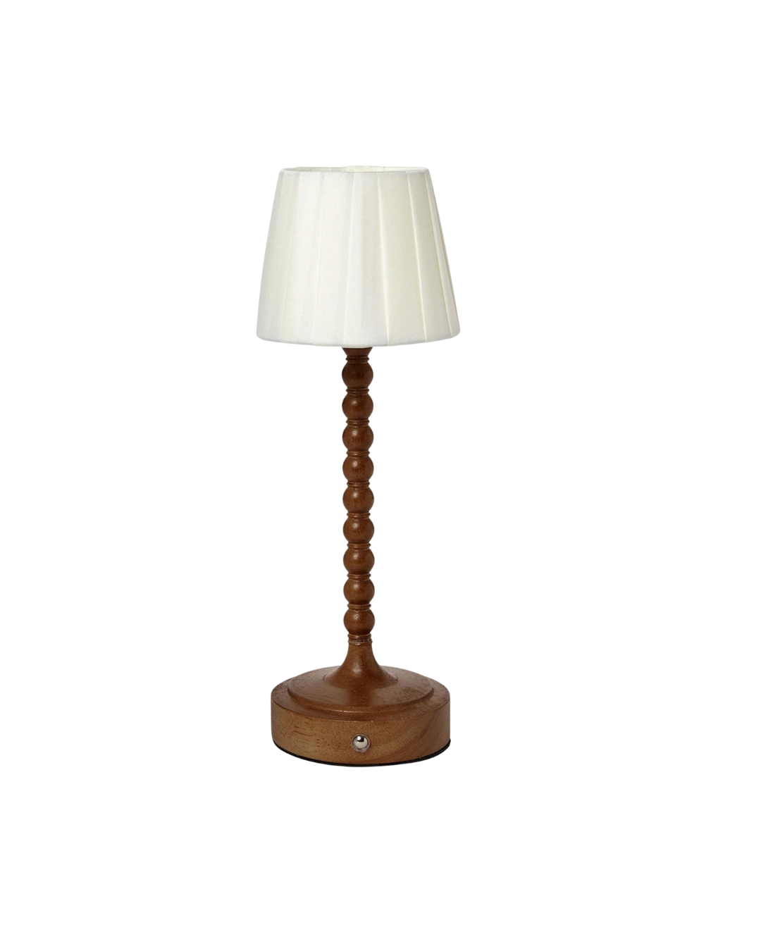 Cordless Beaded Wood Pole Table Lamp