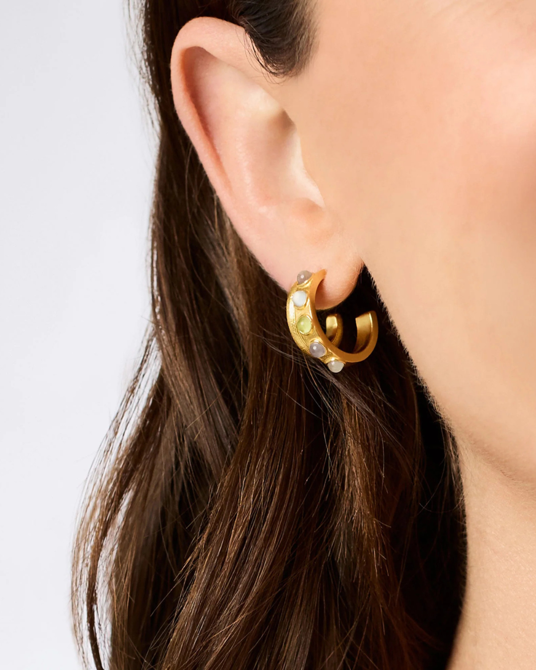 Cobblestone Double Hoop - Multi Stone Cat's Eye