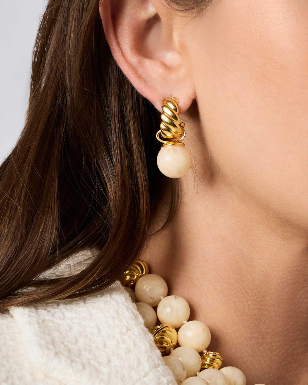 Ravello Hoop & Charm Earring - Ivory