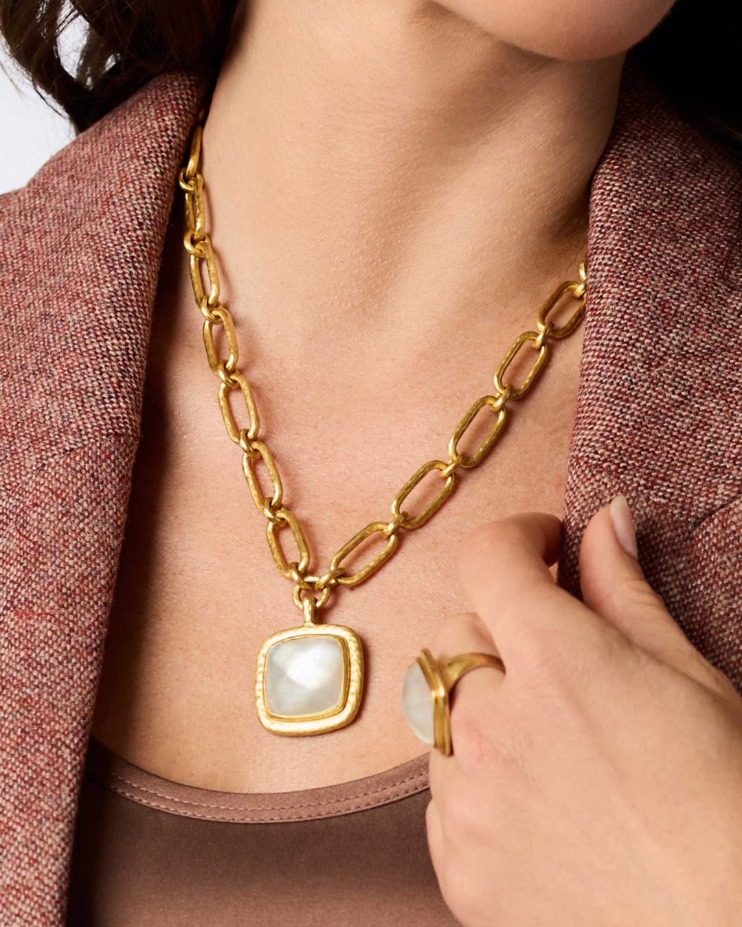 Sahara Statement Necklace - Iridescent Clear Crystal