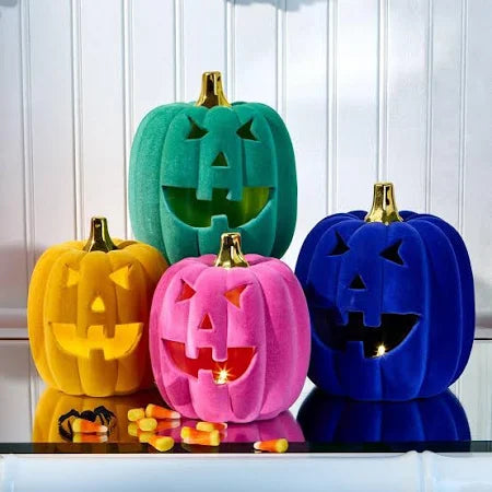 LED Flocked Jack O' Lantern - Large Blue