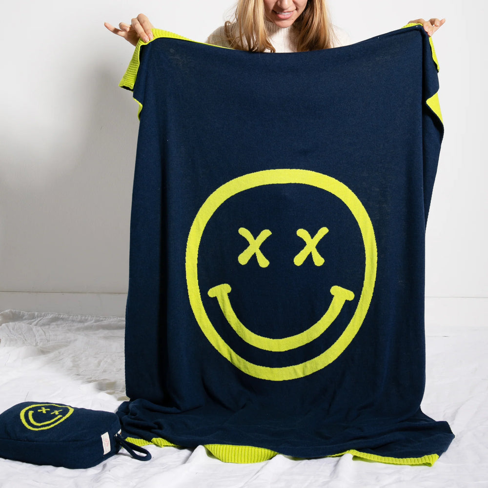 Smiley Cross-eyed Navy & Neon Yellow Travel Set