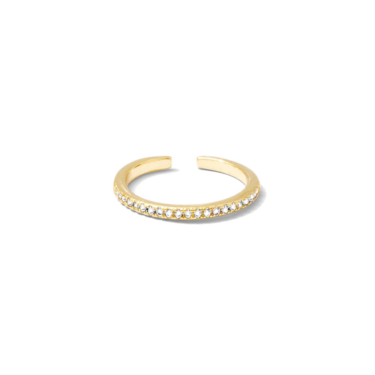 Ultra Delicate Adjustable Pave Ring - Gold