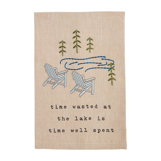 Time Embroidery Lake Towel