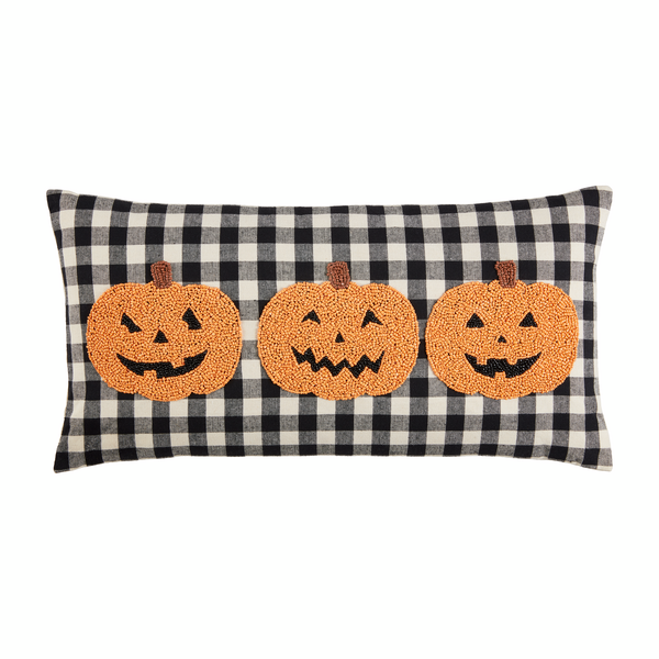 Jack-O-Lantern Beaded Pillow - Large