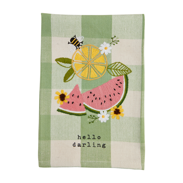 Hello Darling Embroidered Towel