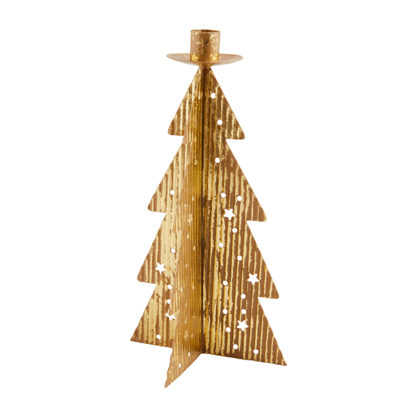 Gold Christmas Tree Candle Holders